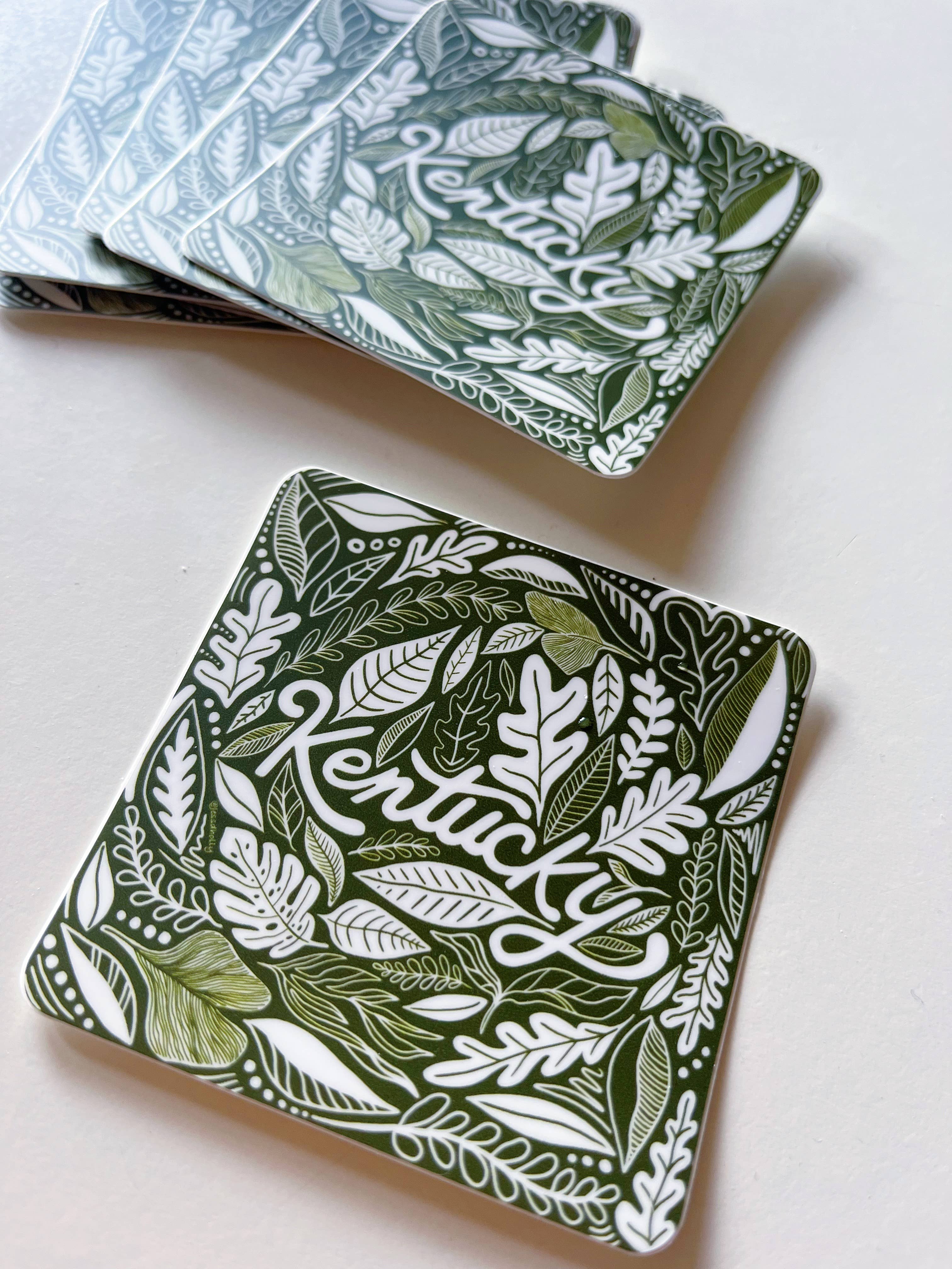 Jessica Holly Creative - Venta al por mayor Pegatina - Pegatina de vinilo cuadrada de flora de Kentucky, 3 pulgadas2