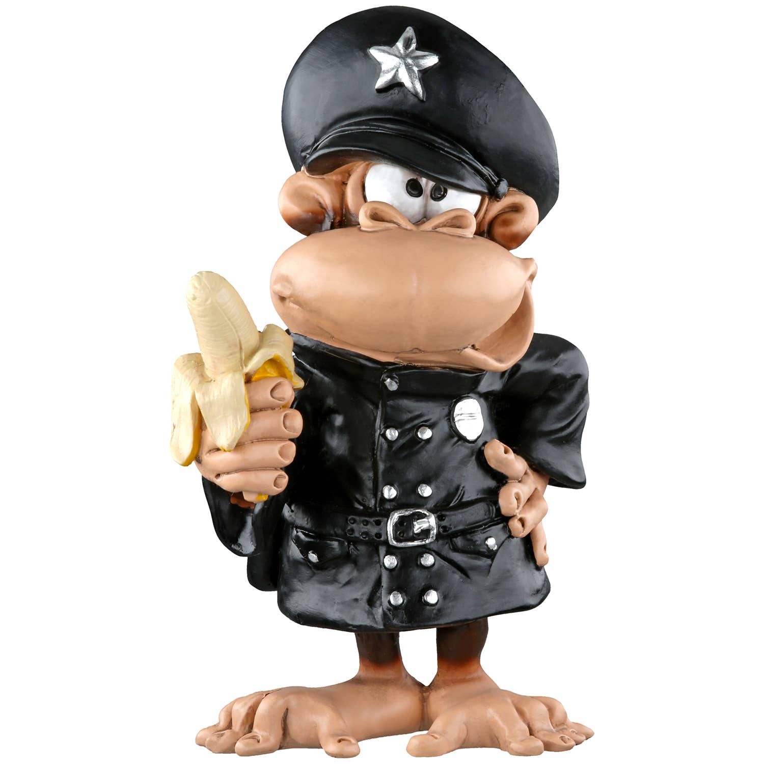 Figure Monkey Policeman brown, black H. 12.5 cm, PU 4 for wholesale on Faire2