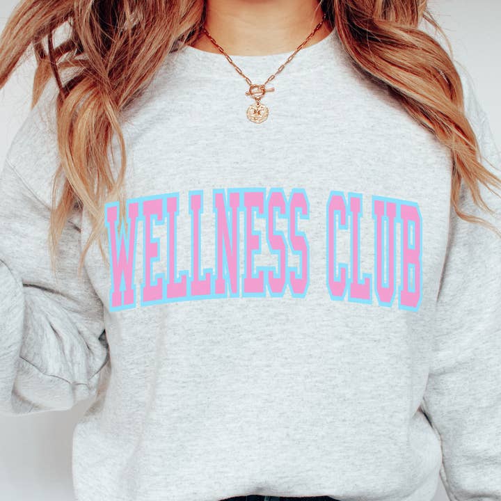 Wellness Club Varsity Crew Neck Sweatshirt for wholesale by Portland and Peel