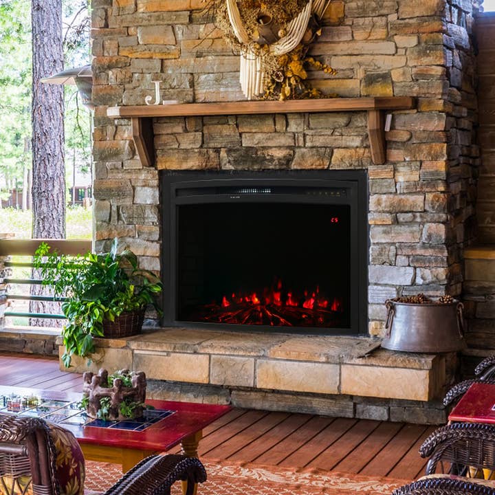 Sunnydaze Decor - Wholesale Fireplace Screen - 28 in Cozy Warmth Indoor Electric Fireplace Insert - Black