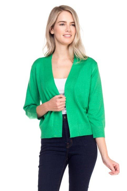 Newself Collection - Vente Cardigan – femme - Cardigan basique manches 3/4 ouvert devant léger1