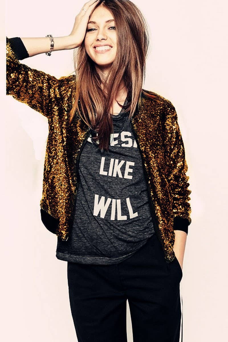 NINEXIS - Wholesale Coat - Women's - CWOCO1128_SEQUINED LONG SLEEVE ZIP-UP BASEBALL JACKET9