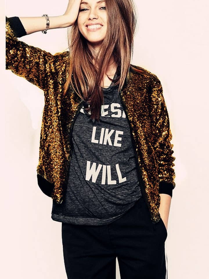 NINEXIS - Wholesale Coat - Women's - CWOCO1128_SEQUINED LONG SLEEVE ZIP-UP BASEBALL JACKET9