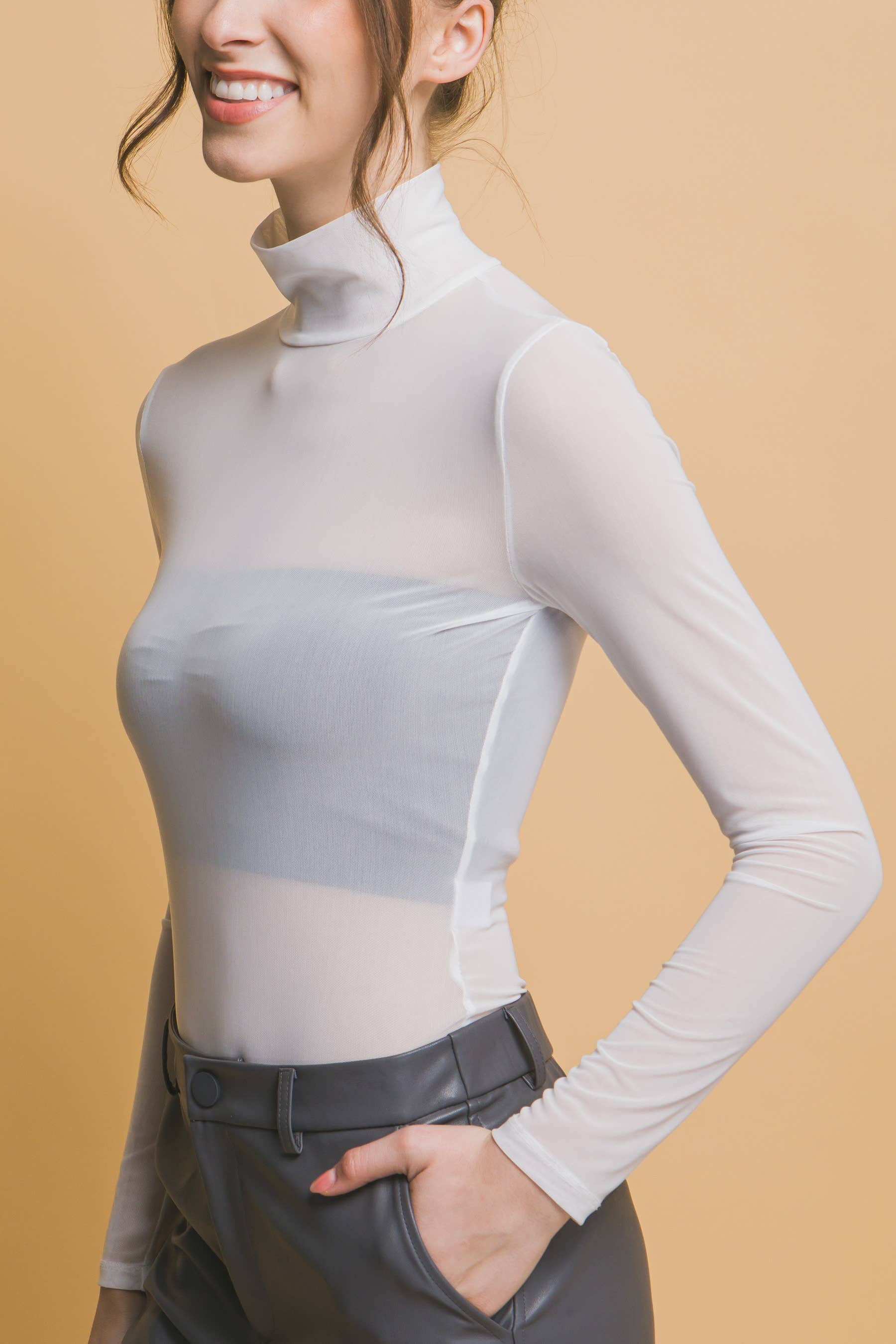 Peace Love Line - Wholesale Bodysuit - Women's - PL3459 - LONG SLEEVE SHEER BODYSUIT15