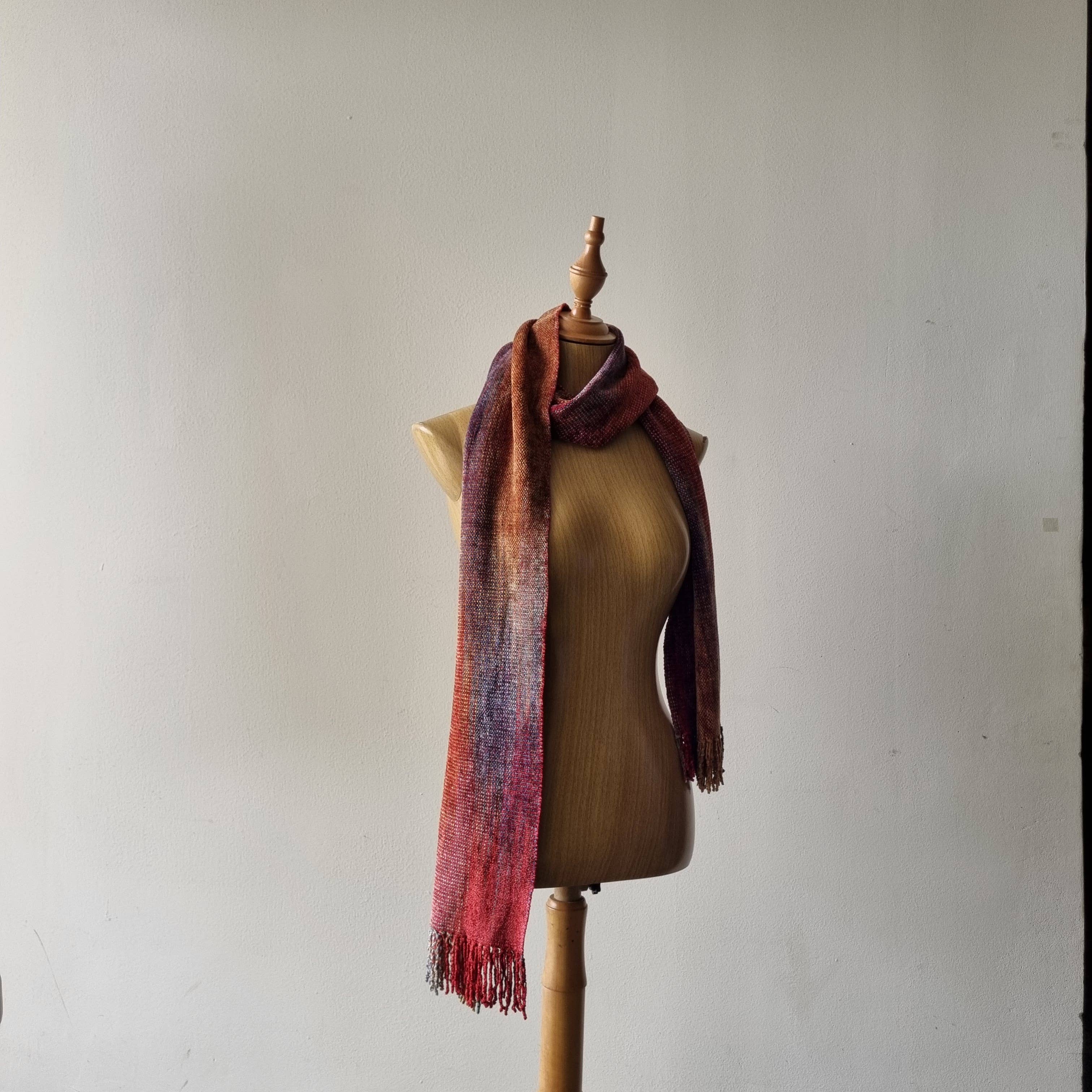 Achiote Guatemalan Goods - Wholesale Scarf - Women's - Handwoven bamboo fiber chenille scarf long1