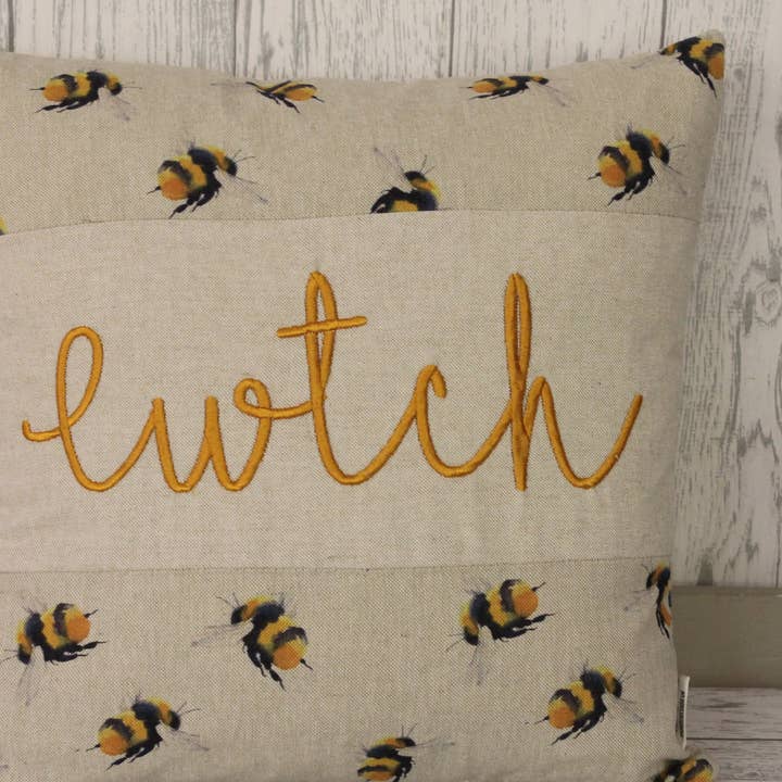 Cwtch Cushion- 16" Bee cwtch Cushion for wholesale by Lizzie Dixon Designs