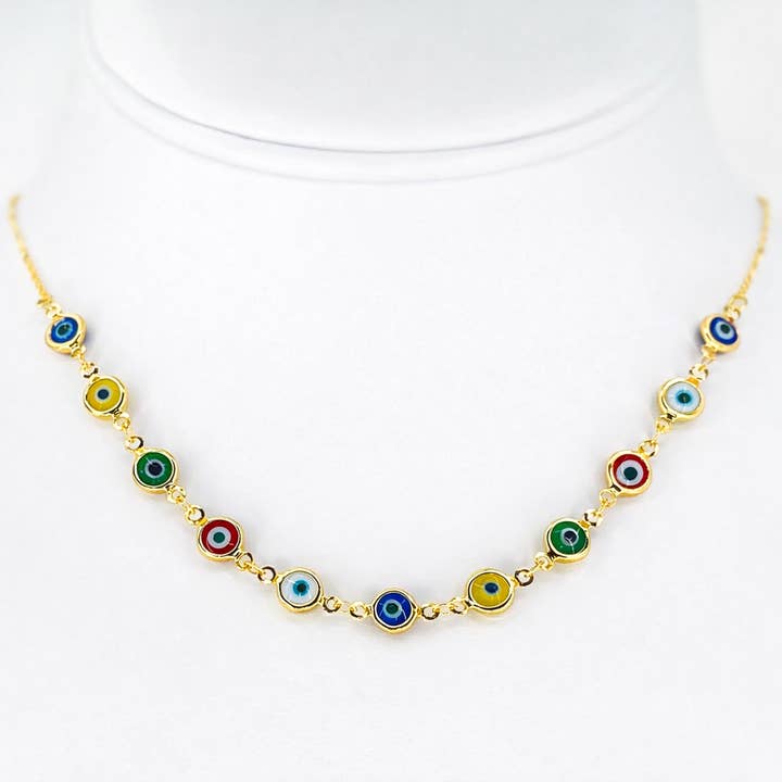 Colorful Evil Eye Gold Chain Necklace – A Modern Pendant for wholesale by Loli