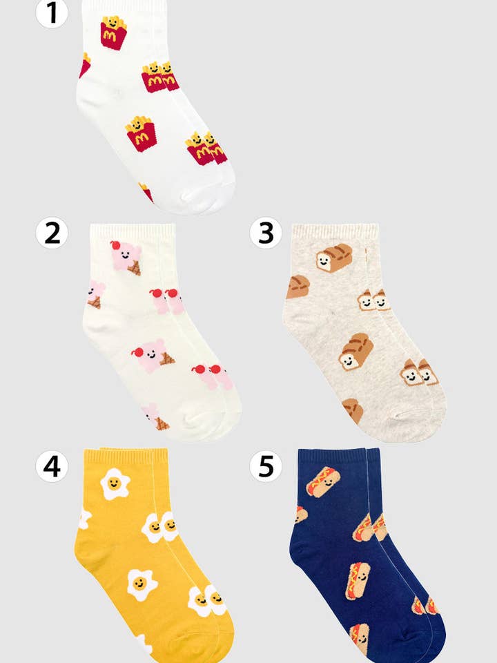 Kvinders Ankel Happy Food Socks for engroshandel hos 7DAYSSOCKS