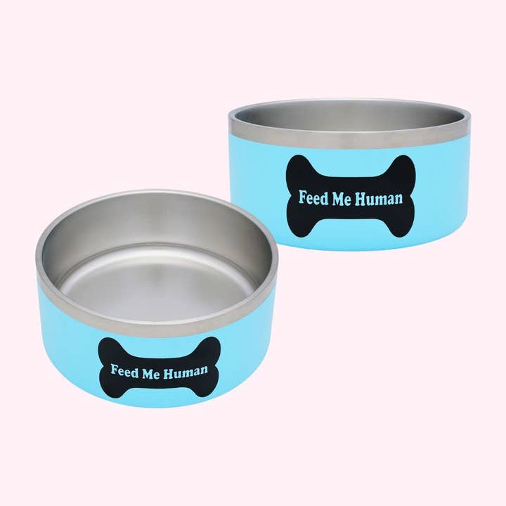 Doggyway - Wholesale Pet Bowl - Cat/Dog - "Feed Me Human" Blue Food Bowl