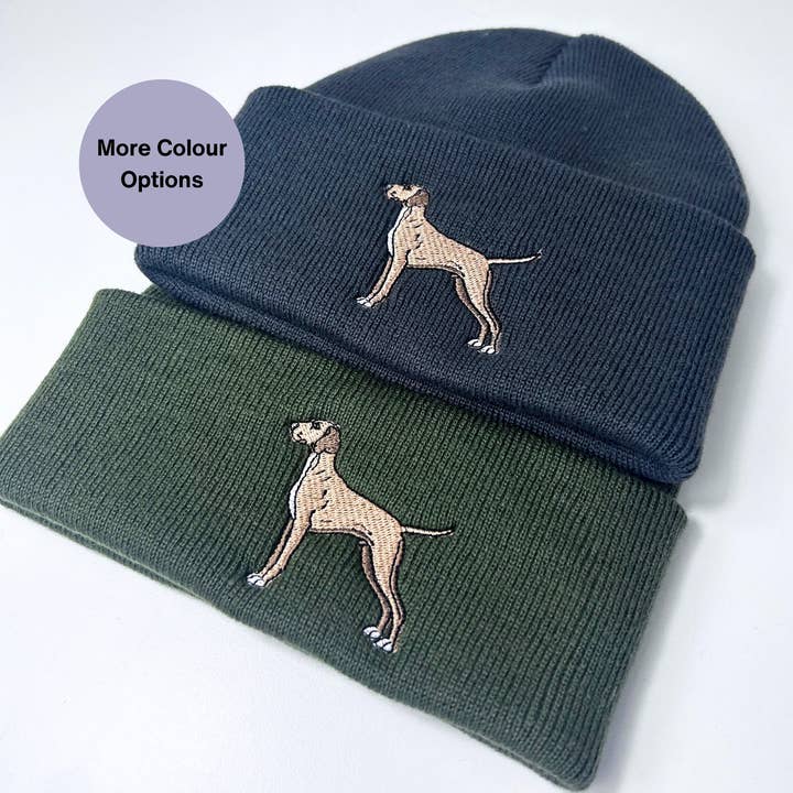Vizsla Dog embroidered beanie hat - Unisex for wholesale by Thread and Needles Co
