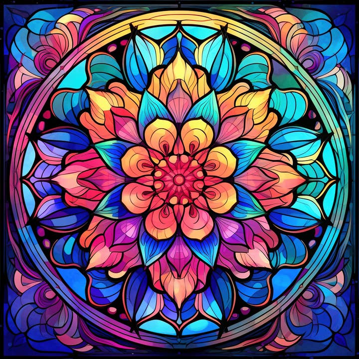 Stained Glass Mandala 40x40cm Round for wholesale by Art for Anxiety