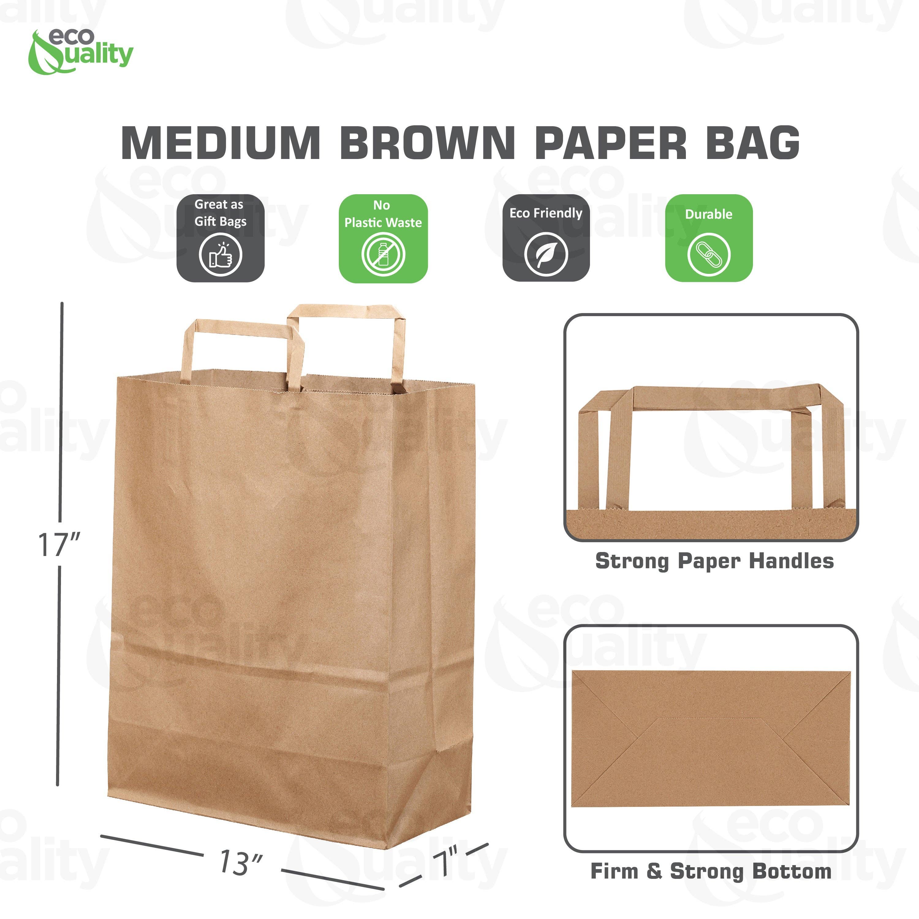 EcoQuality - Wholesale Gift Bag - 13"X7"X17" Large Kraft Paper Gift Bags w/Paper Handles Brown2