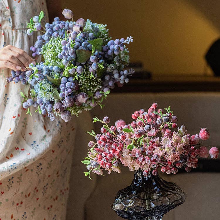 Rustic Reach - Wholesale Artificial Plant - Blueberry & Greenery Bunch 13" Tall7