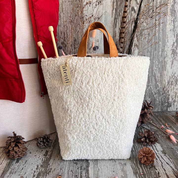 Atenti - Wholesale Knitting/Crochet Supplies - Knitting and Crochet Organizer Project Bag: Sherpa Hope Basket1