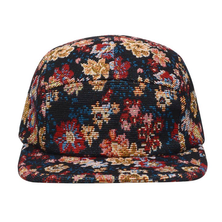 HatPhile Jacquard Floral 5-Panel Hat – Floral Pattern in Camp Cap Style for wholesale by HATPHILE