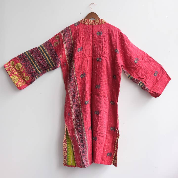 Karma Nepal Crafts - Wholesale Kimono - Women's - Kantha Upcycled Reversible Duster14