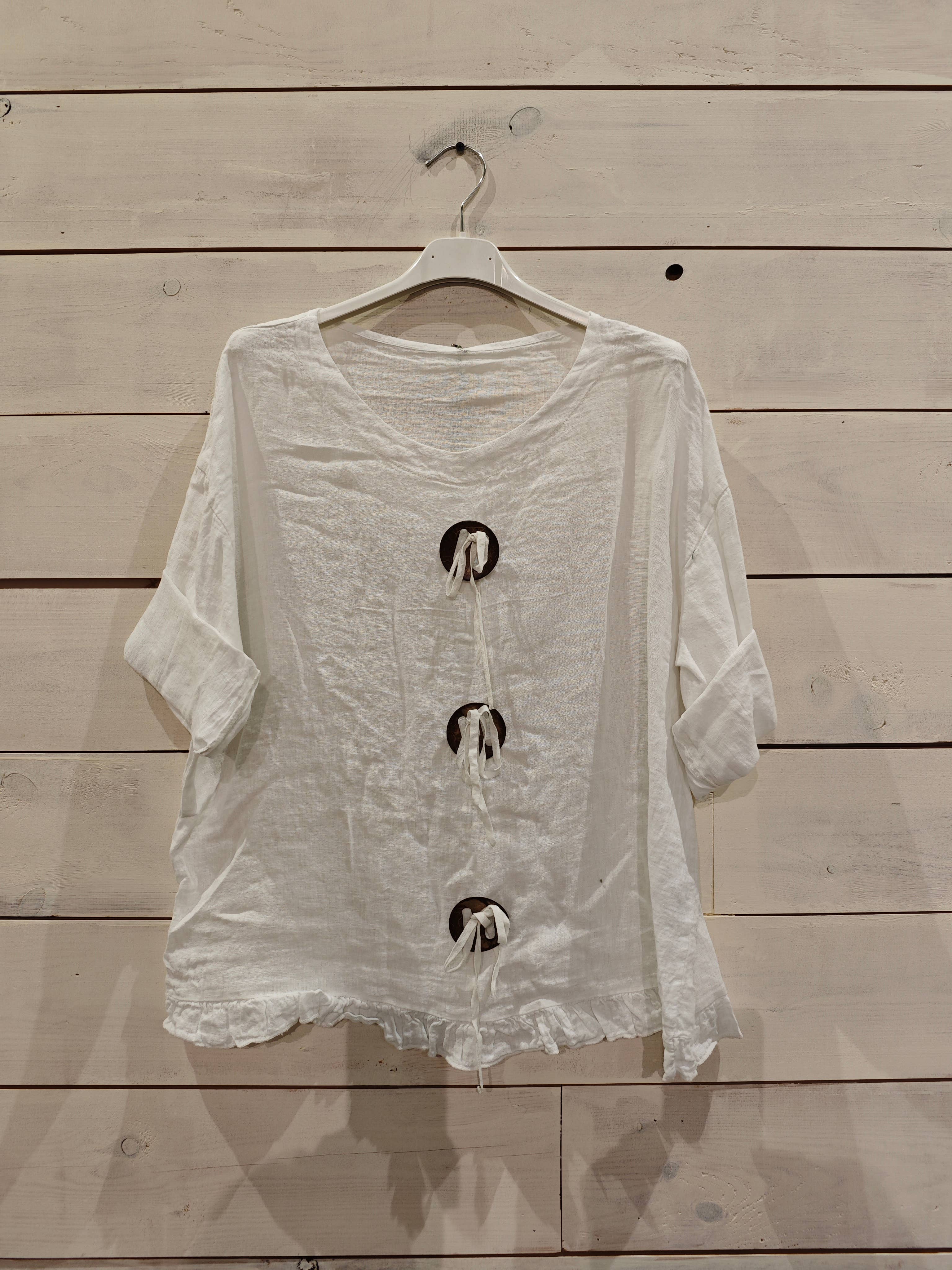 Linos y Textiles – wholesale Blus - Dam – Ringblus i 100 % linne11