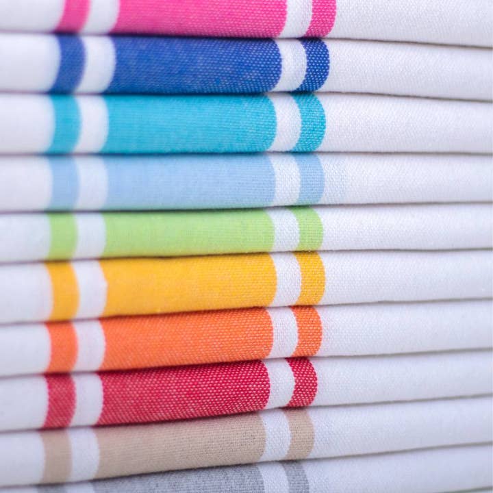 Fouta Tunisia – Großhandel Badetuch – Weiße Fouta mit farbigen Streifen11