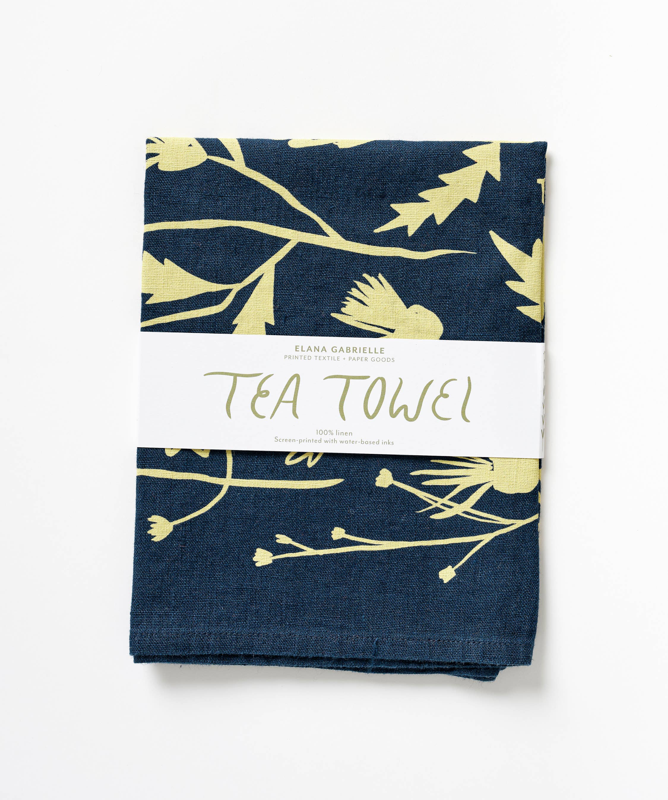 Elana Gabrielle - Wholesale Tea Towel - Wild Weeds Linen Tea Towel - Indigo Wildflower Design3