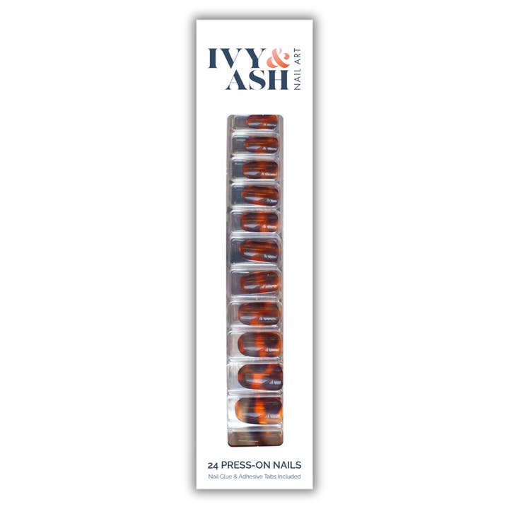 Ivy & Ash - Wholesale Press-On/Fake Nails - Tortoise | Round Jelly Tortoise Shell Press-On Nail Set