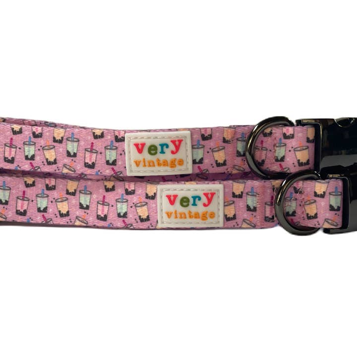 Boba Time – Purple Boba Recycled Eco Dog Collar for wholesale by Very Vintage Designs