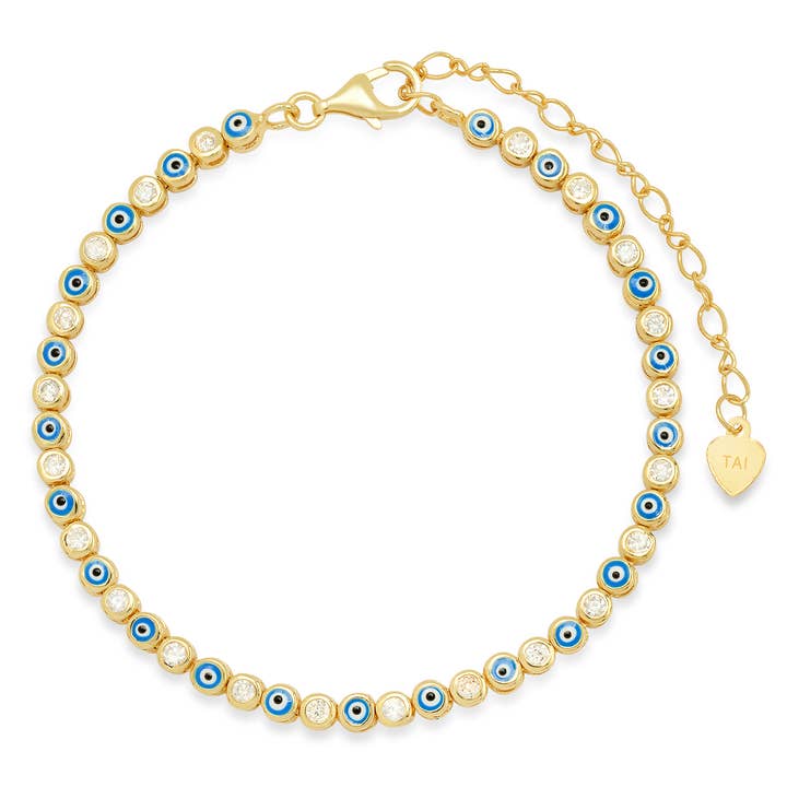 Bracelet en or avec œil protecteur en émail pour la vente par Tai Jewelry