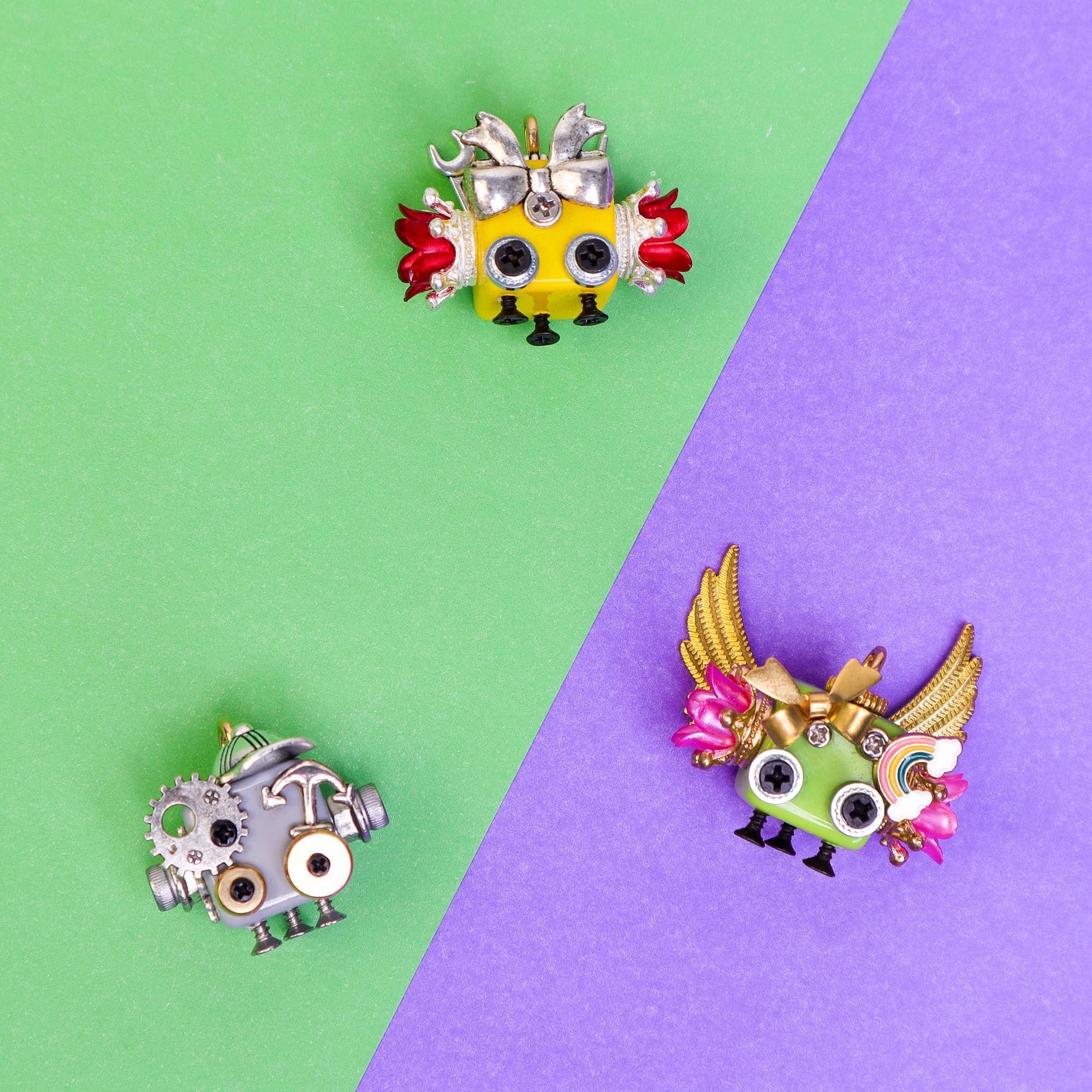 Kitsville - Wholesale Keychain - Unisex - Handcrafted Wooden Bot Necklace, Keychain, or Mini Decor16