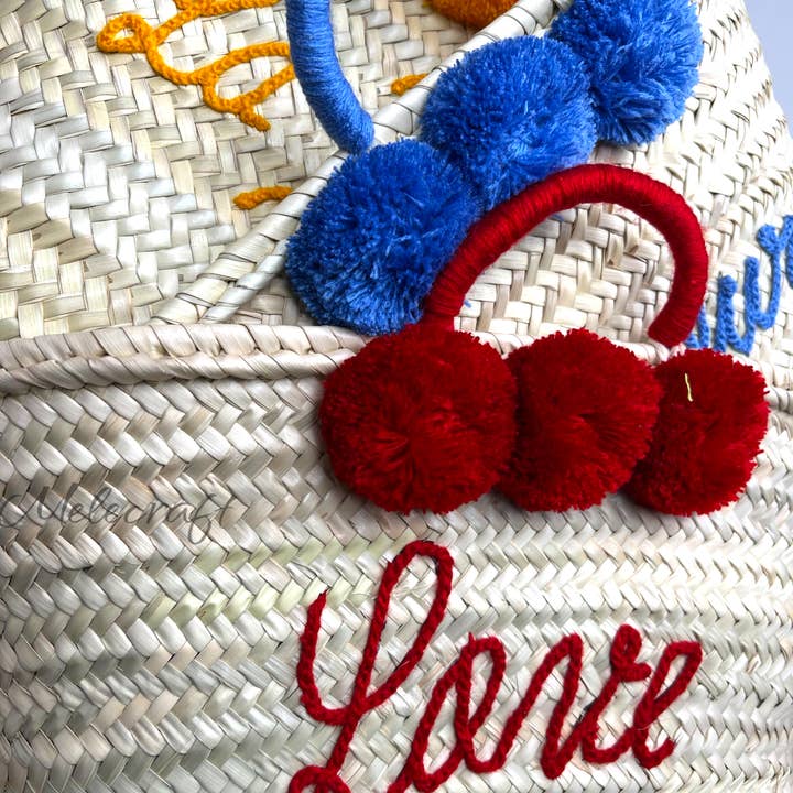 Melecraft - Wholesale Beach Bag - Custom Straw Basket with Playful Pompom Accents10