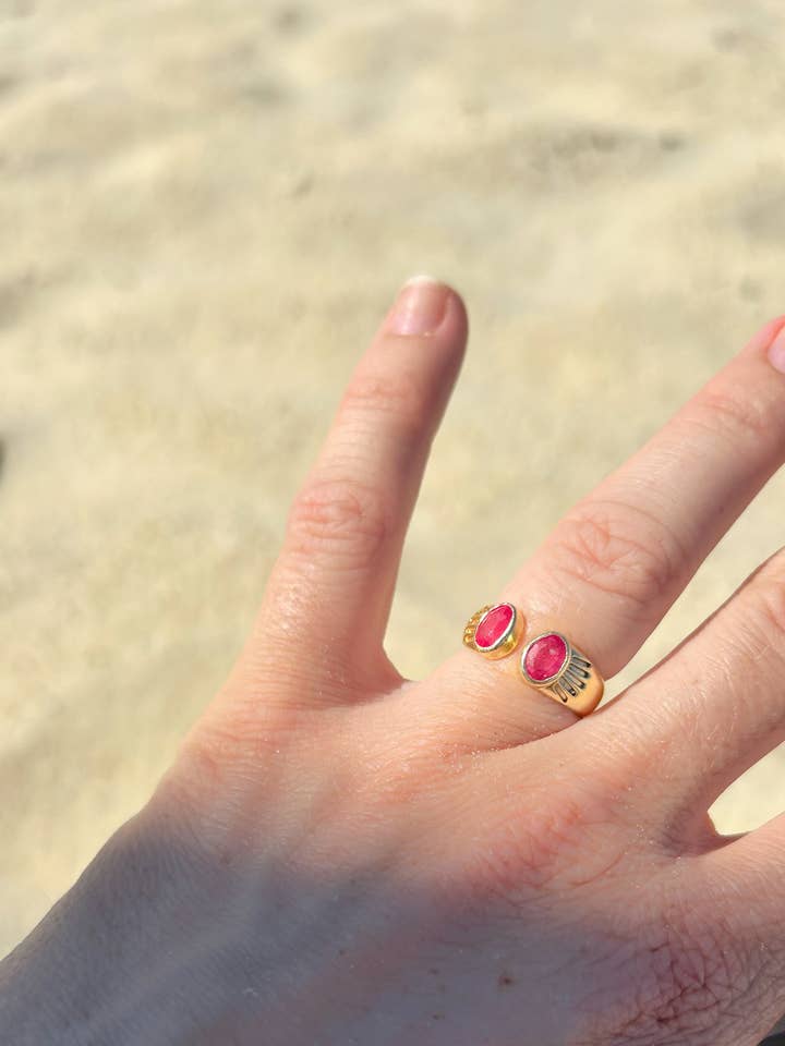 Anello Halo - Rubino per la vendita all'ingrosso da parte di Malaco