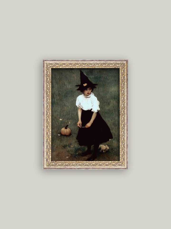 Little Witch Framed Antique Art for wholesale by Petal Lane Home