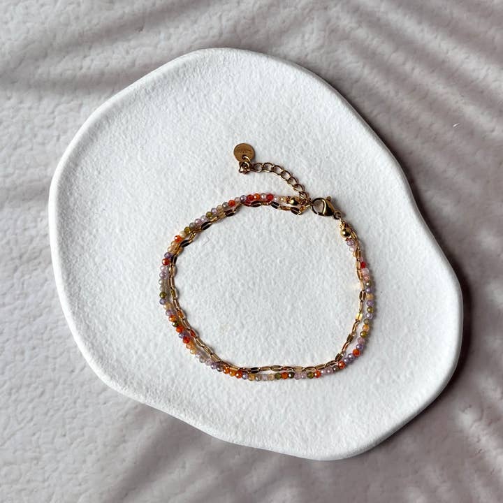 Sun and Crystals - Stainless Steel and Bead Waterproof Bracelet for wholesale by DUESTELLE ITALIA