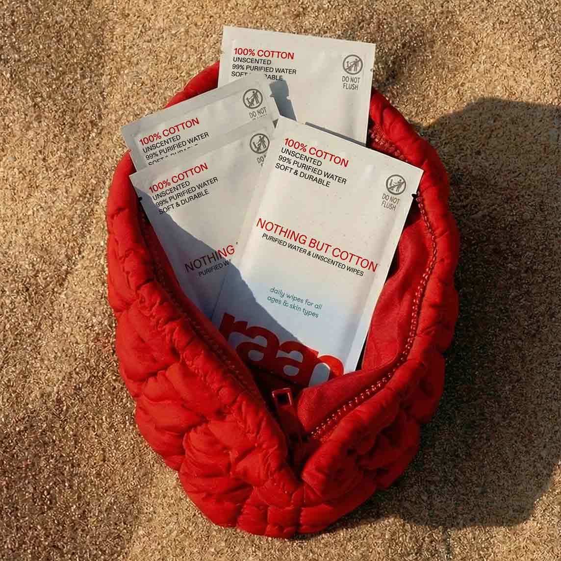 Raan inc - Wholesale Face & Body Wipes - 100% COTTON WATER WIPES, UNBLEACHED. POCKET SIZE2