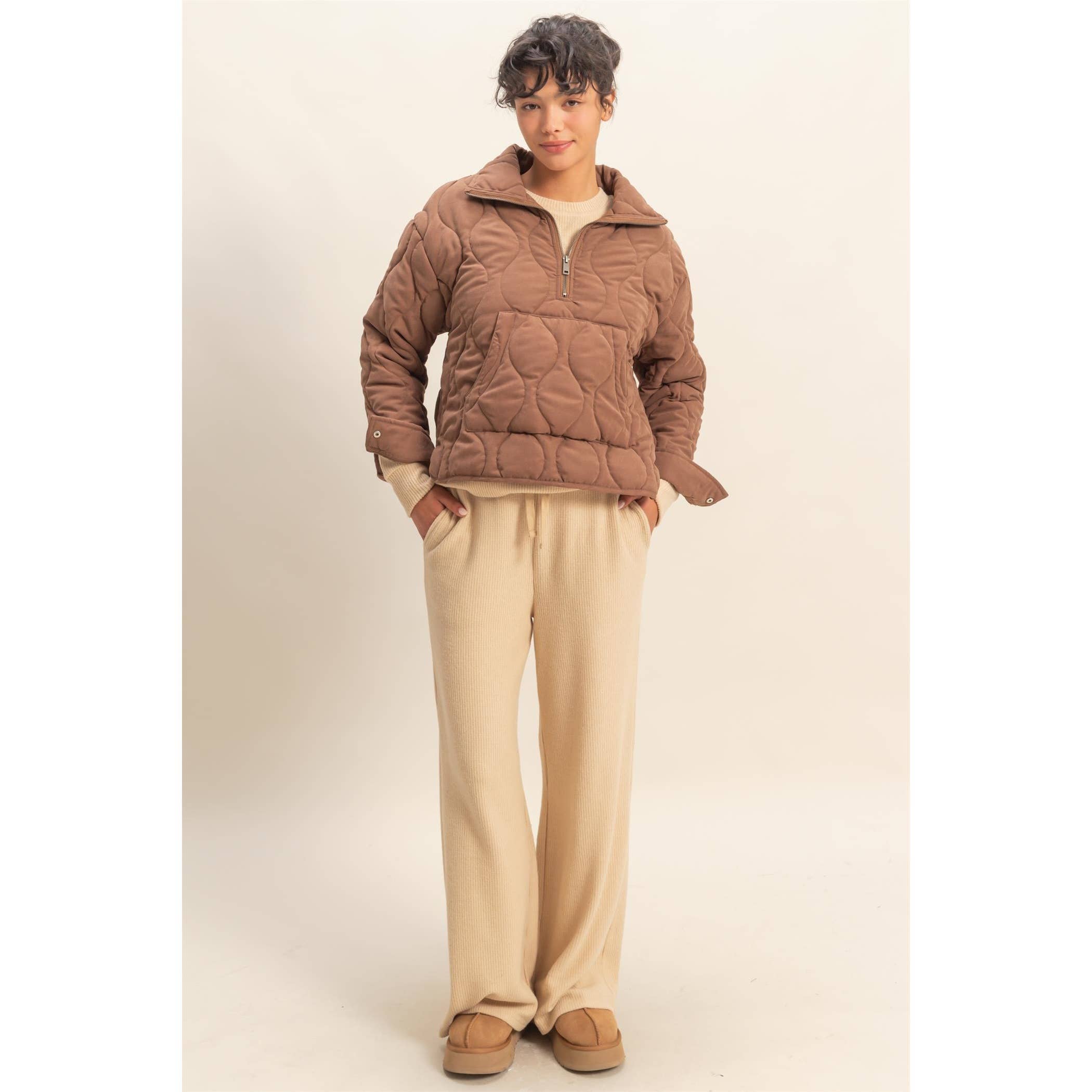 HYFVE - Vendita all'ingrosso Giacca - Donna - Pullover trapuntato a collo alto con mezza zip23