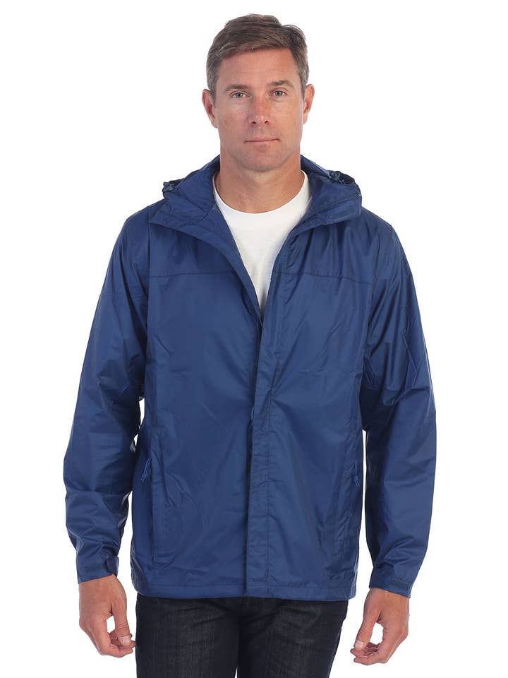 b-one inc - Wholesale Jacket - Men's - Men's Waterproof Full Zipp Up Rain Jacket w/ Hood GBJA9459