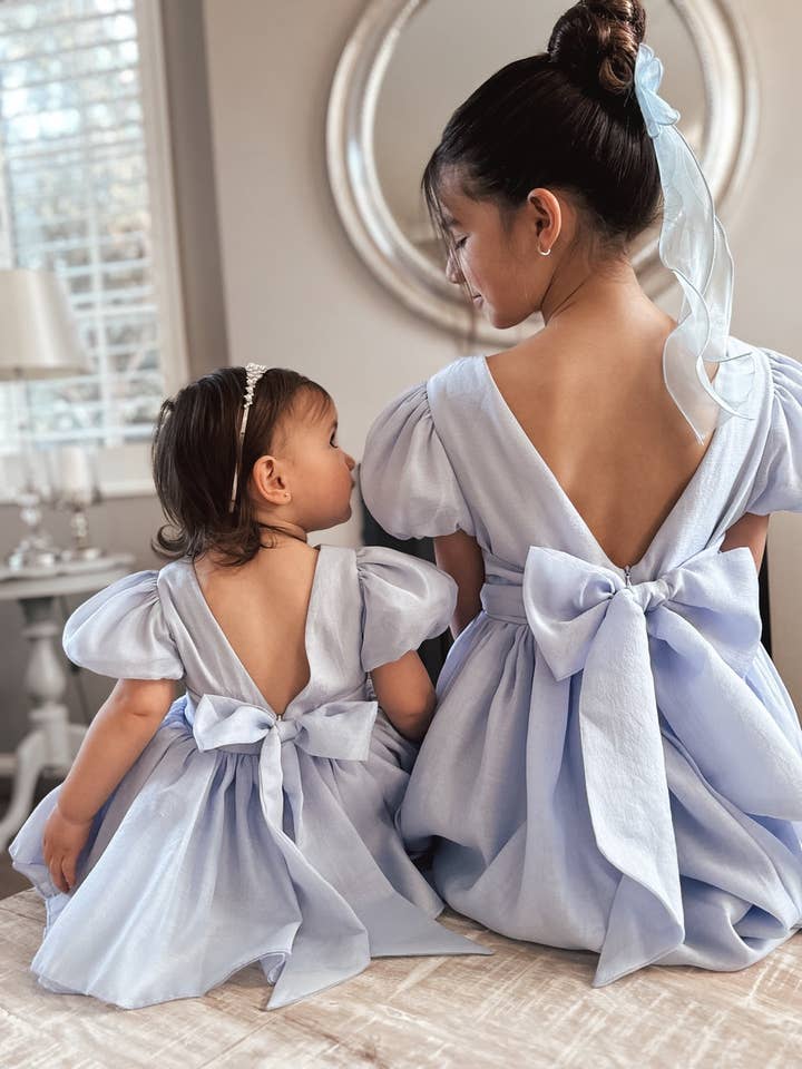 Delia Girls Light Blue Dress for wholesale by A Little Lacey