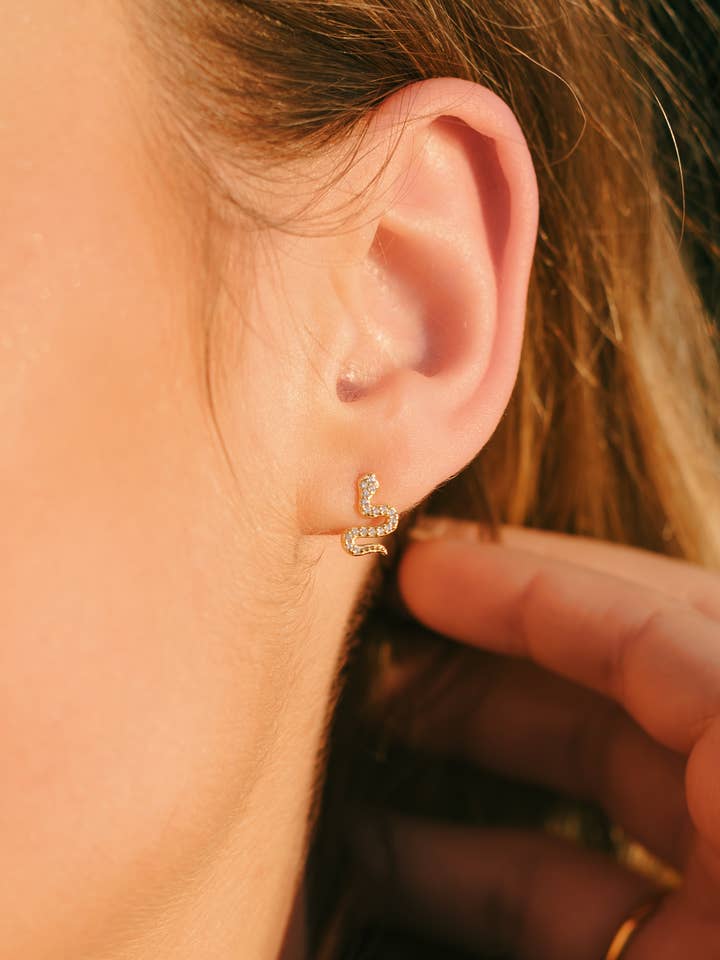 Viper Snake CZ Diamond Stud Earring for wholesale by Lumi + Sol