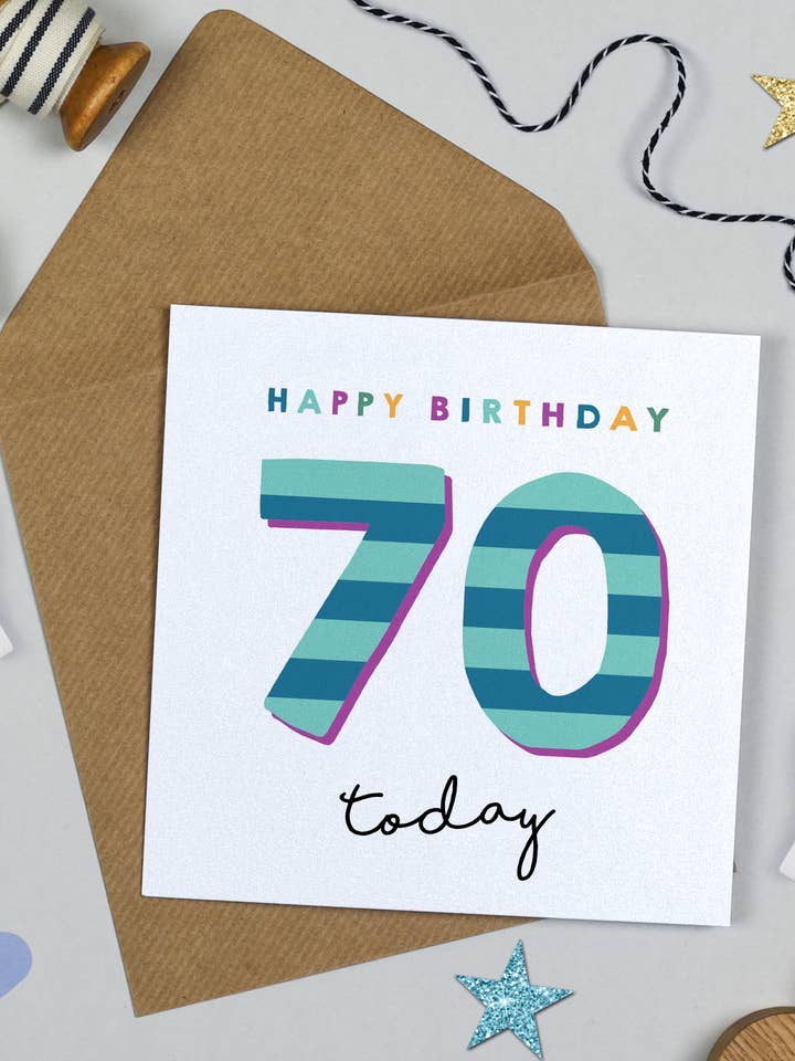 Candy Stripe 70th Birthday for wholesale by Michelle Fiedler Design