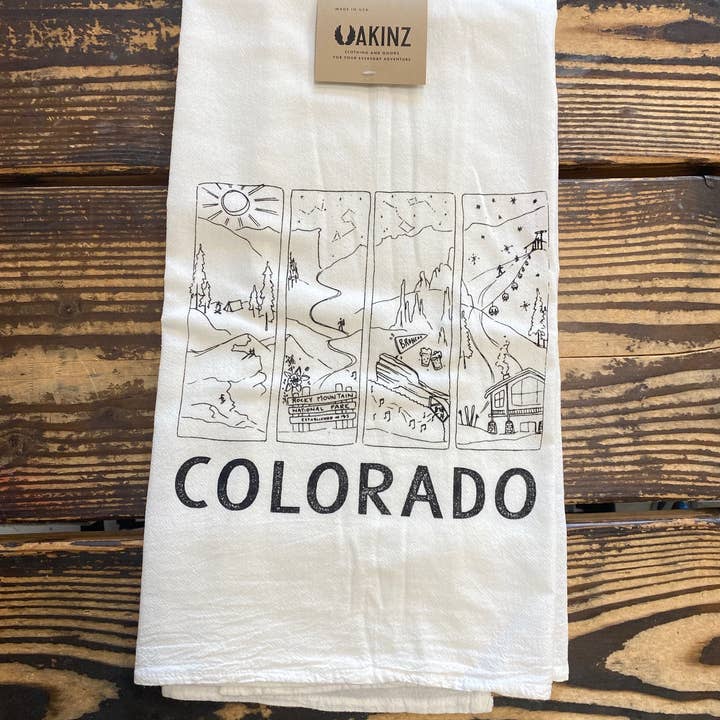 Colorado Seasons Tea Towel for wholesale by Akinz