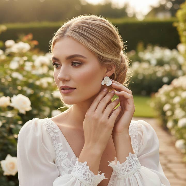 Athena Bridal Jewellery – wholesale Dangle earrings – DIVINE FLOWER EARRINGS - CZER725 SILVER