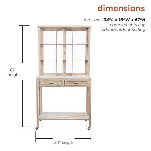 Alpine Corporation - Wholesale Outdoor Ornament/Decor - Alpine Corporation Rustic Wooden Potting Hutch with Shelves1