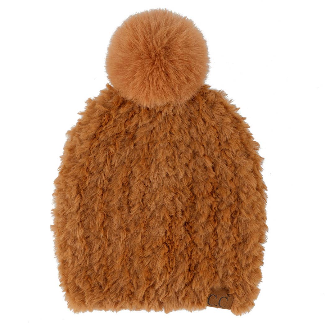 Fashion City – wholesale Beanie – Women's – Faux Fur Beanie with Pom Pom0