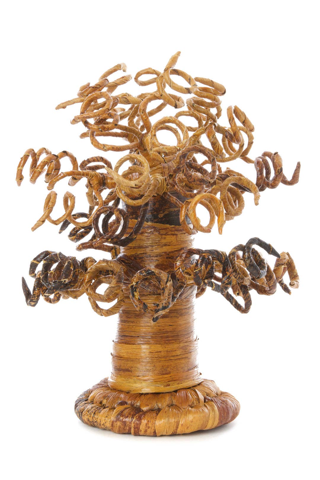 Swahili | AFRICAN MODERN - Wholesale Decorative Tabletop Object - Medium Curly Banana Fiber Baobab Tree Sculpture1