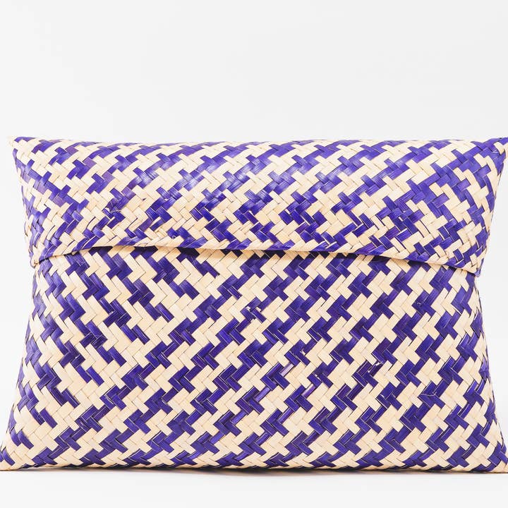 Handwoven Purple Palm Clutch | 15x22 cm Cosmetic Bag for wholesale by Guare