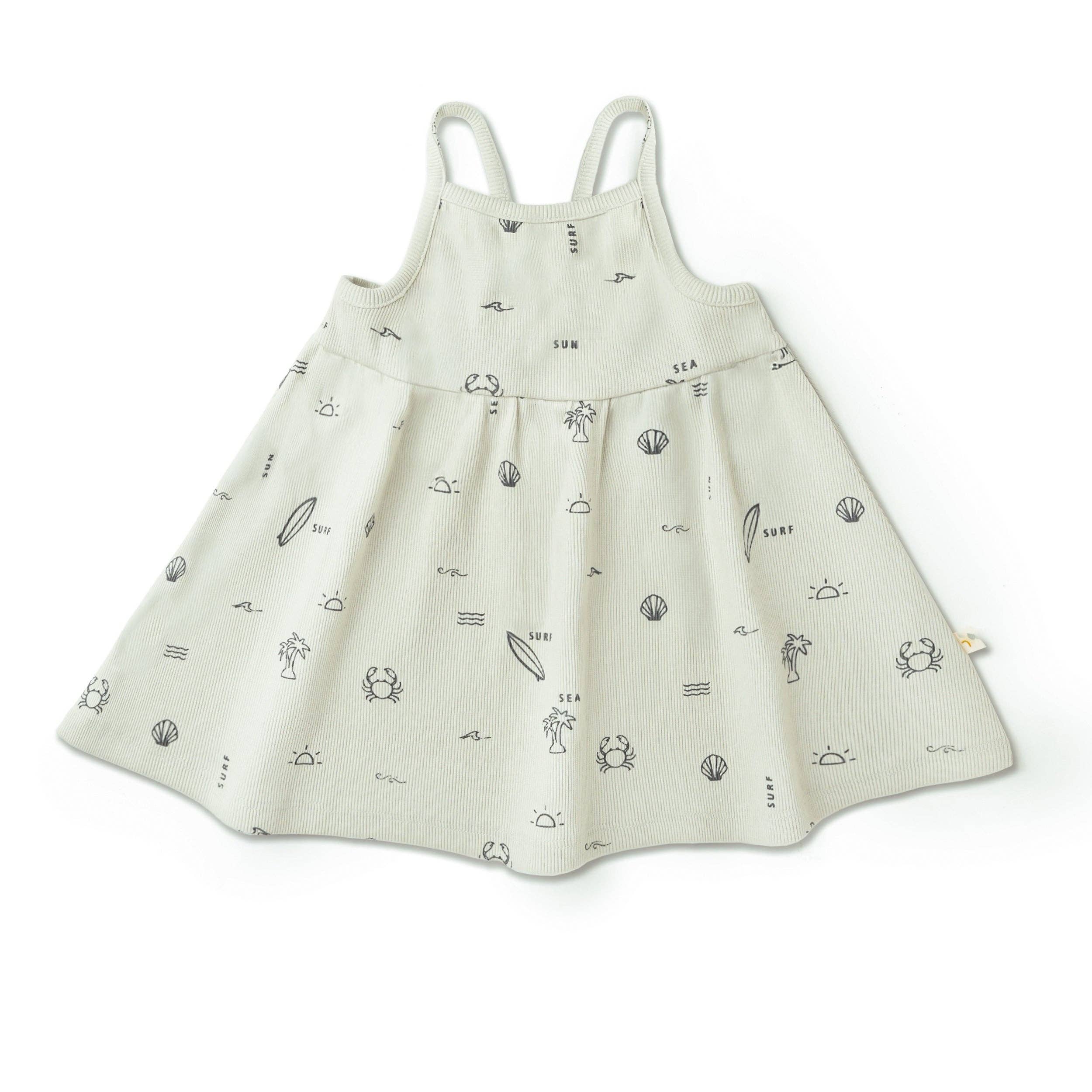 Makemake Organics - Wholesale Dress - Kids - Organic Tie Back Strap Dress - Surf1