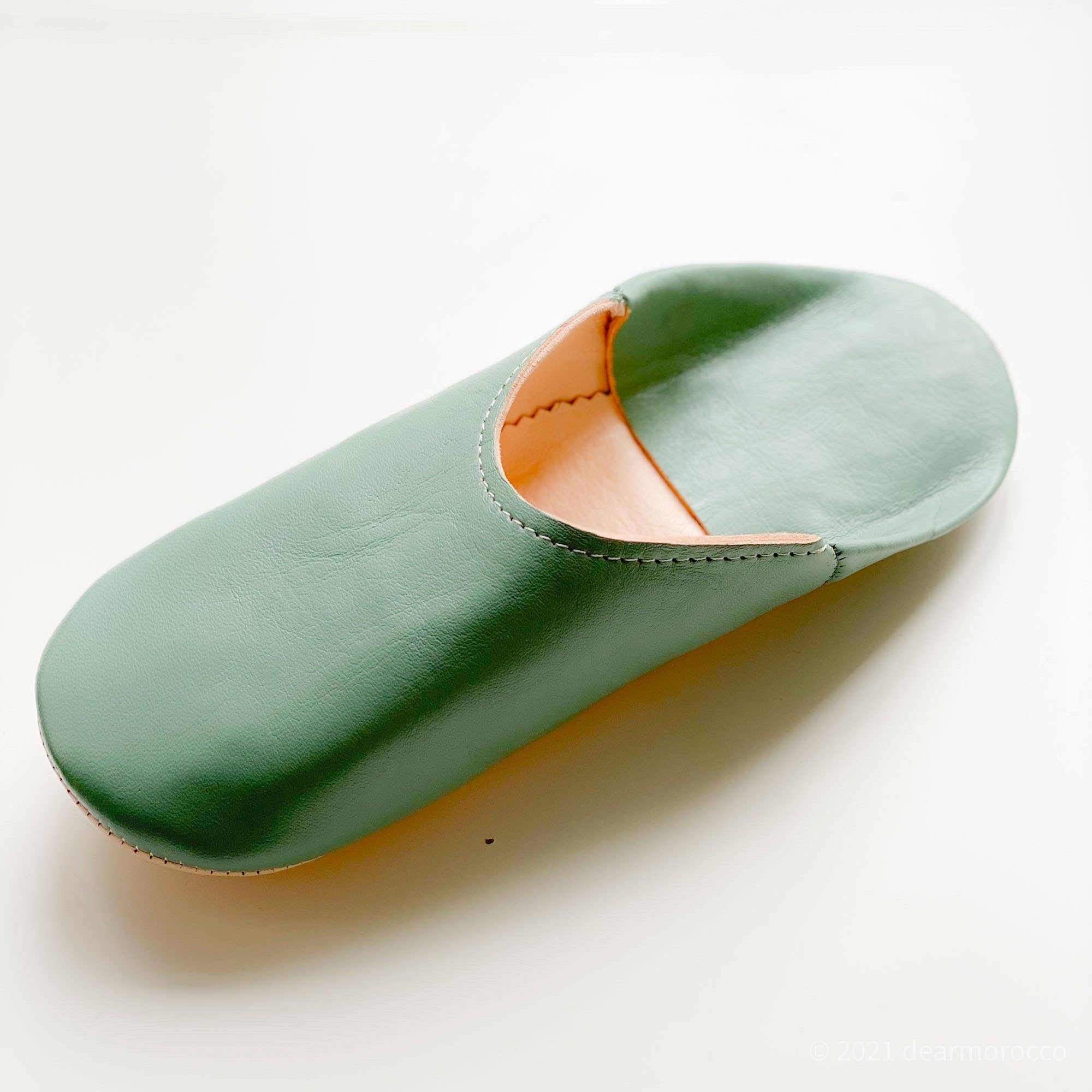 dear Morocco - Venta al por mayor Zapatillas para casa - Mujer - Babuchas marroquíes de cuero modelo Simple Bahia azul3