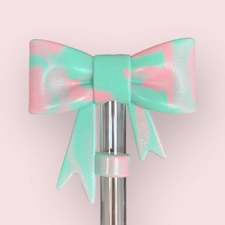 Nikki's Two Tone Shimmer | Bow | Straw Topper 10mm for wholesale by Sip n' Style Shop Co.