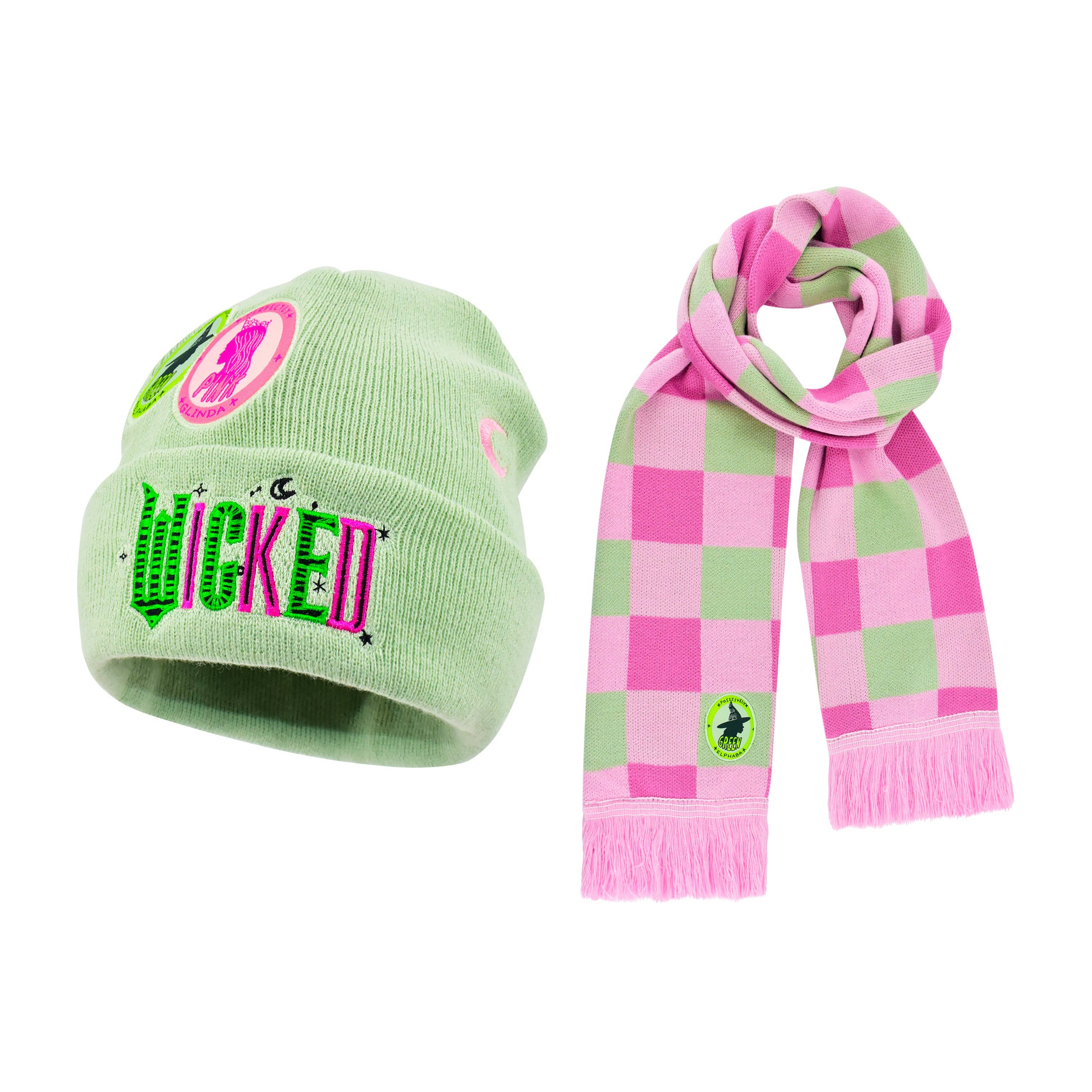 Concept One - Wholesale Winter Accessory Set - Women's - Wicked x Glinda Patches & Embroidery Beanie & Scarf Set2