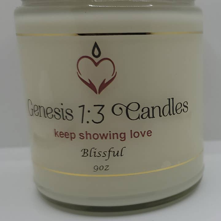 Genesis1:3Candles LLC - Wholesale Jar/Filled Candle - 9oz "Blissful"/Hand-Poured/Soy Wax3