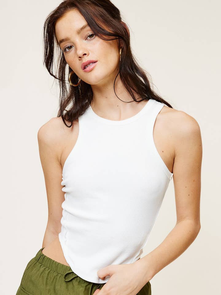 Racerback Knit Tank with Rounded Hem for wholesale by Mimosa