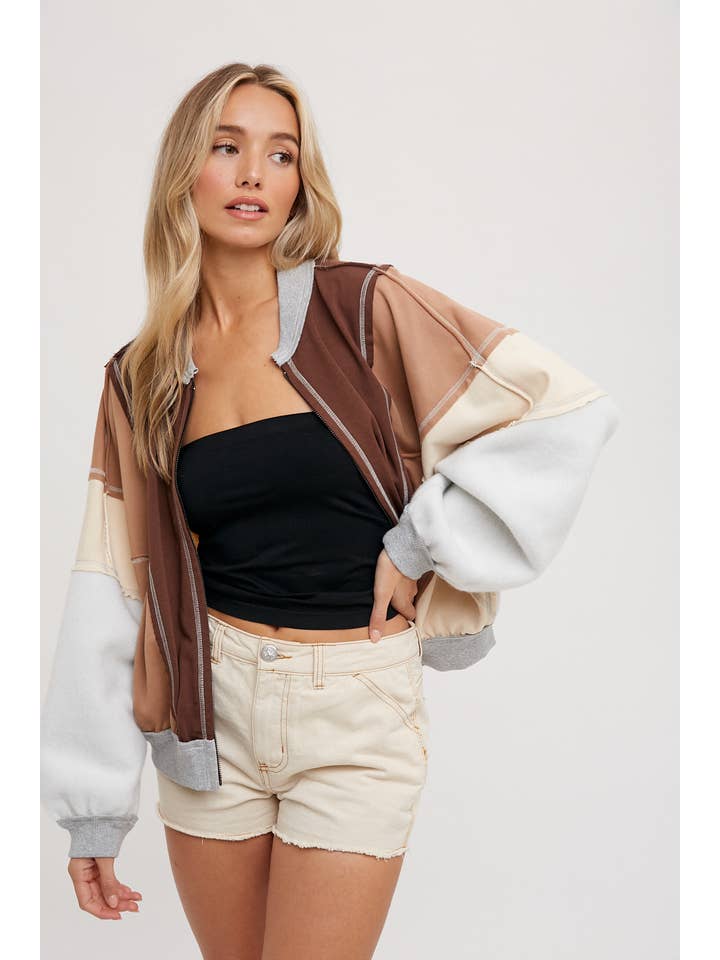 Bluivy - Wholesale Bomber Jacket - Women's - COLOR BLOCK BOMBER JACKET13